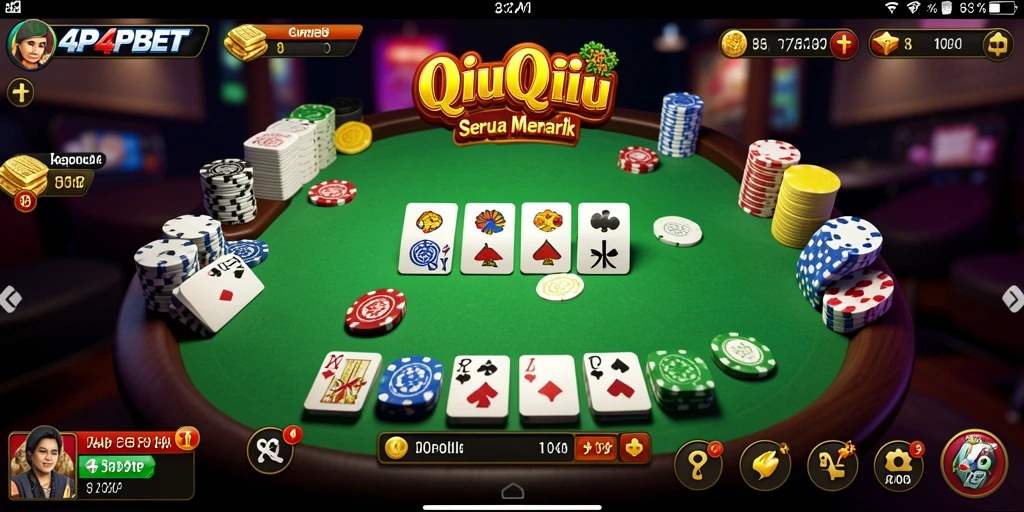 Tampilan gameplay menarik dari 4P4PBET yang menggambarkan keseruan permainan QiuQiu.