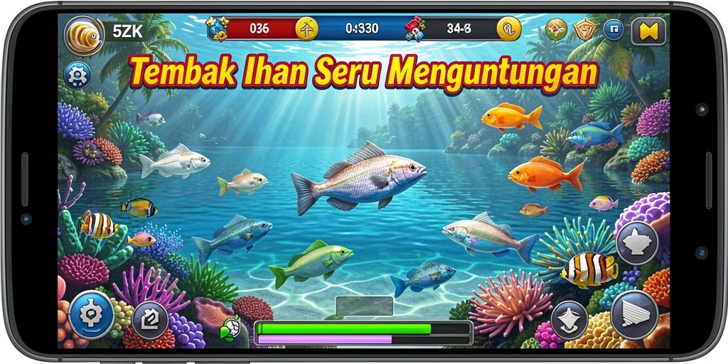 Gameplay menarik dari <strong>5ZK</strong> saat menembak ikan di bawah laut.