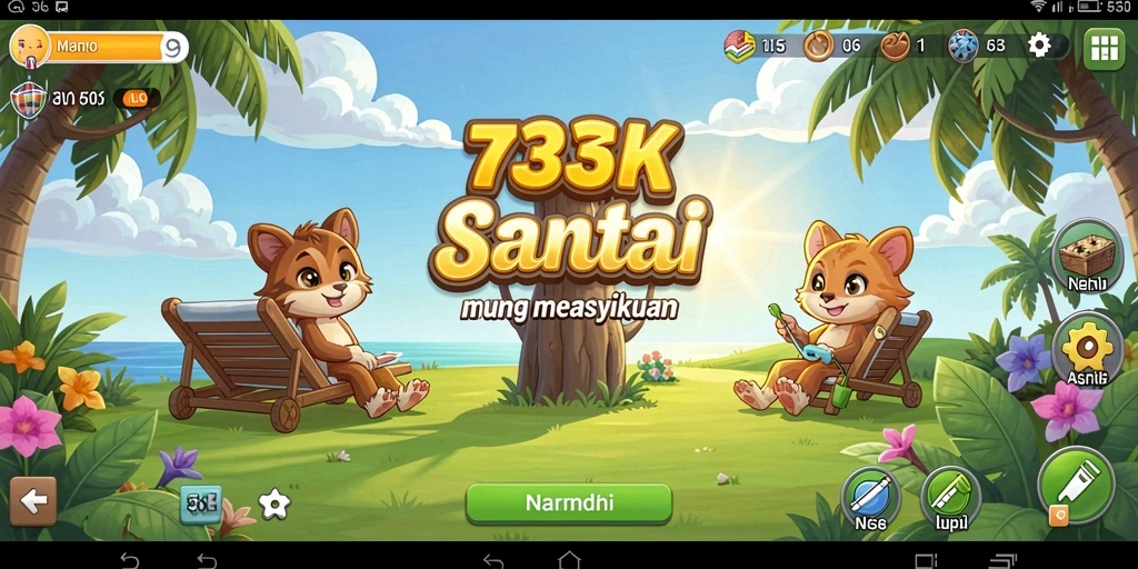 Screenshot gameplay dari 73K yang penuh warna dan menantang.