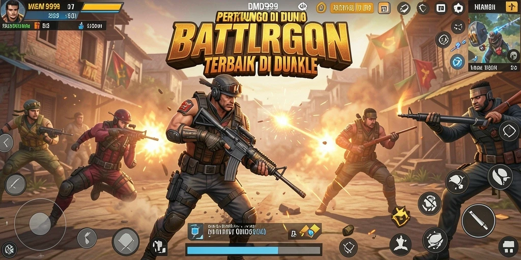 Tampilan aksi intens dalam DMD999 selama pertarungan Battle Royale.