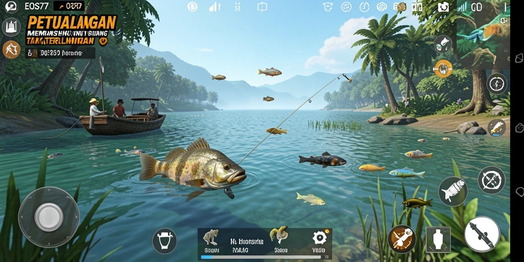 Gameplay seru saat menangkap ikan di EOS77.