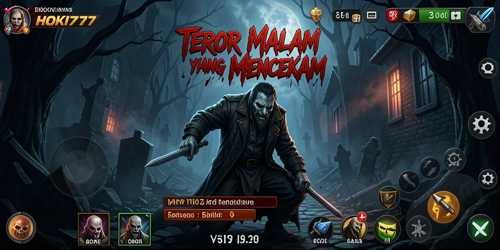 Tampilan gameplay HOKI777 dengan suasana Horror yang mencekam.