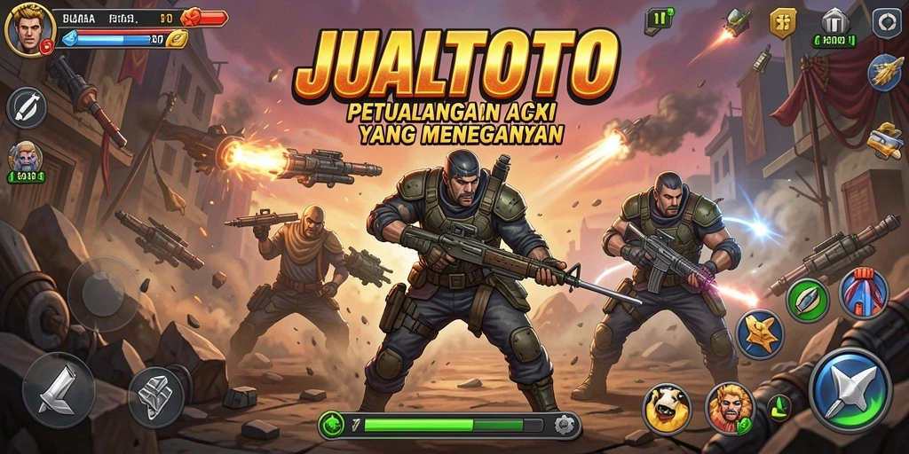 Tampilan gameplay JUALTOTO dengan aksi menegangkan yang intens.