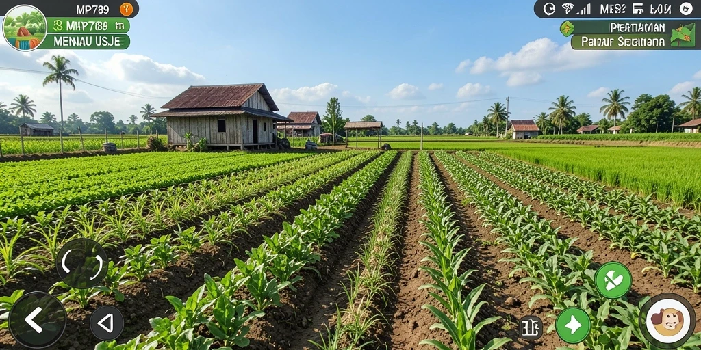 Tangkapan layar gameplay <strong>MVP789</strong> menunjukkan kebun yang subur dan aktif.
