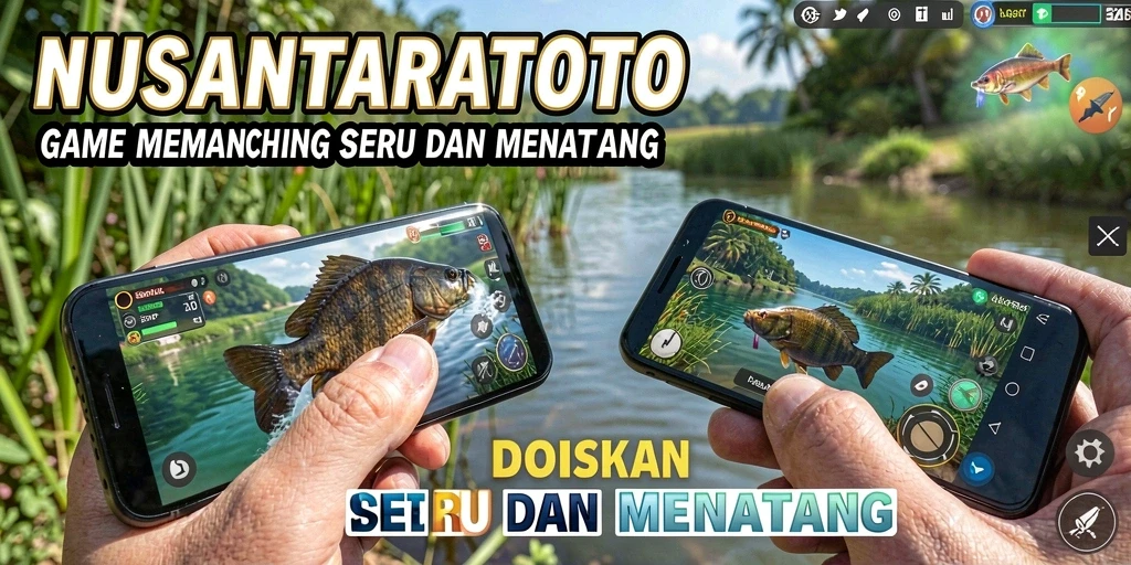Tampilan gameplay seru dengan momen menangkap ikan di NUSANTARATOTO.