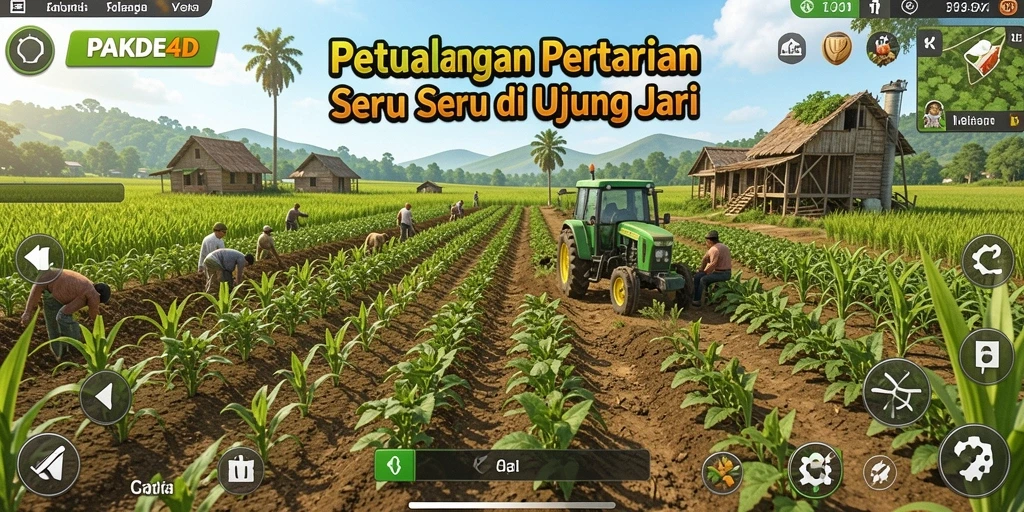 Screenshot gameplay PAKDE4D menunjukkan aktivitas bertani yang seru.