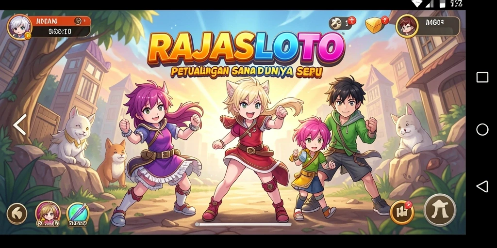 Tampilan menarik dari gameplay RAJASLOTO yang penuh warna.