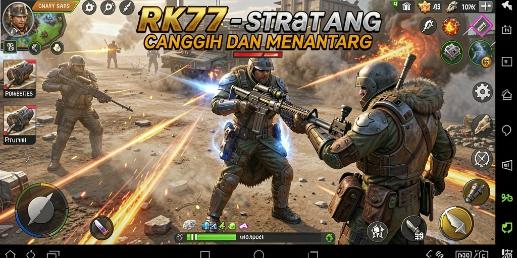 Tangkapan layar RK77 menunjukkan aksi pertempuran strategis yang mendebarkan.